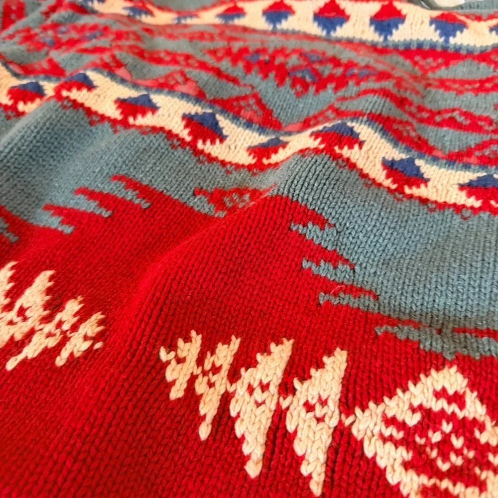 RALPH LAUREN COUNTRY Vintage Hand Knit Southwestern Wool‎ Turtleneck Sweater L